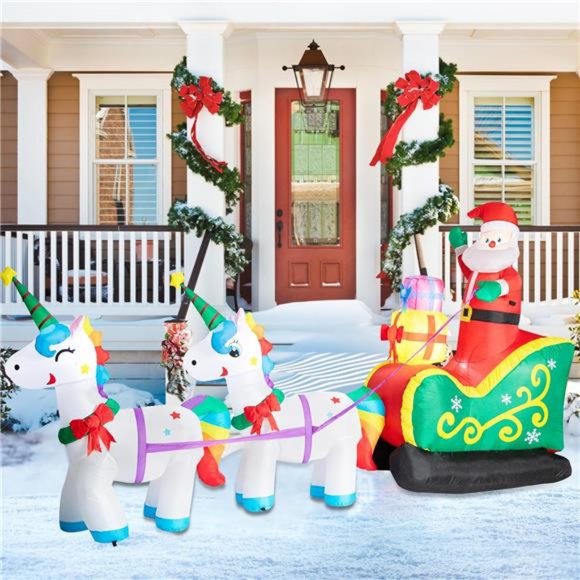 Holiday 9 Ft Christmas Inflatables Outdoor Decor Santa Claus Sled